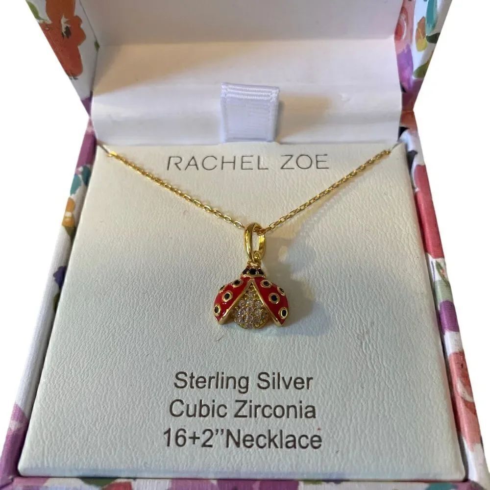 Rachel Zoe Sterling Silver & Cubic Zirconia Ladybug Pendant.